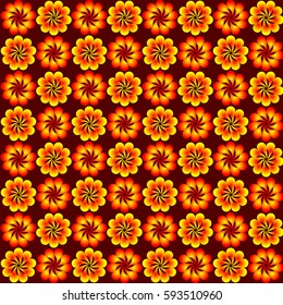 Flowers red and yellow abstract. Background of bright spring colors for paper or fabric