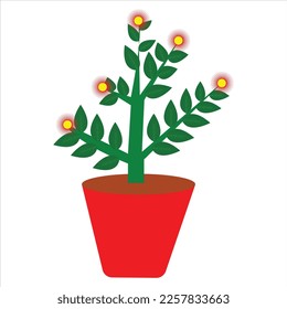 Flowers replanting flat vector top view illustration. Houseplant nursery and care. Indoor succulent, pilea cultivating. Floristry and gardening. Woman putting sprout in ceramic flowerpot with soil.