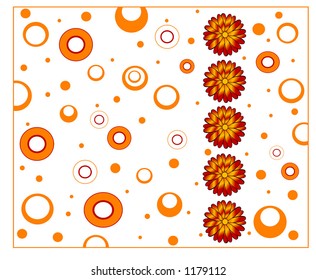 flowers with retro circles illustration vector