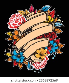 las flores y la cinta pueden utilizarse para el fondo