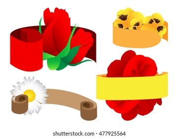 Flowers with ribbon for text