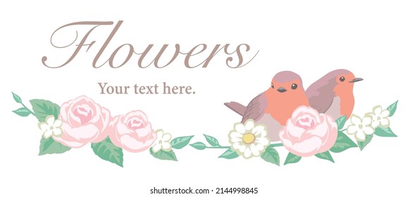 Flores con ladrón. Ilustración vectorial.
