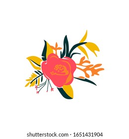 Flowers Rose Orange and Yellow Embroidery 