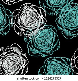 Flowers roses backgrounds texture vector hand-drawn illustration
