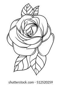 Flowers roses, black and white. Isolated on white background. Vector illustration.