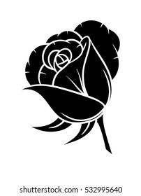 Flowers roses, black and white. Isolated on white background. Vector illustration.