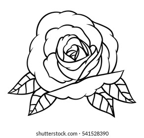 Flowers roses, black and white. Isolated on white background. Vector illustration.