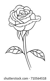 Flowers roses, black and white. Isolated on white background. Vector illustration.