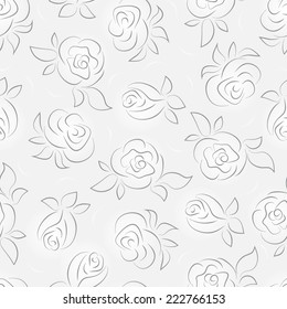 Flowers. Roses. Floral seamless pattern. Monochrome background.