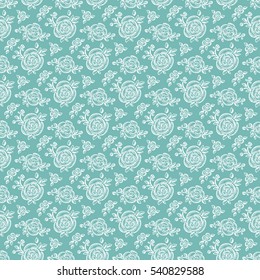 Flowers. Roses. Floral seamless pattern. Vintage background with Rose flower, bud and leaves