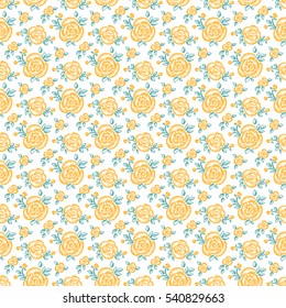 Flowers. Roses. Floral seamless pattern. Vintage background with Rose flower, bud and leaves