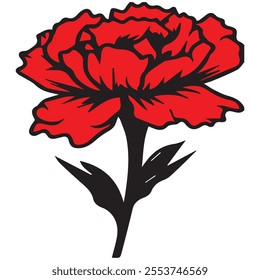 Flowers roses, red buds and black leaves. Isolated on white background. Vector illustration.