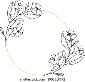 marco redondeado de flores, borde, tarjeta con lugar para texto. esbozar el estilo de doodle dibujado a mano. minimalismo monocromático. primavera, florecimiento, flores, verano, boda