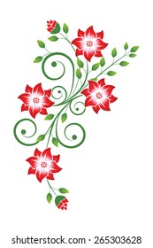 flowers with scrolls and leaves on white