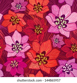 Flowers seamless background. Floral festive seamless texture with flowers. Vector Stylish Graphic.