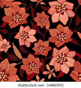 Flowers seamless background. Floral seamless texture with flowers. Vector Stylish Graphic.