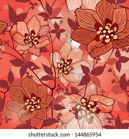 Flowers seamless background. Floral seamless texture with flowers. Vector Stylish Graphic.
