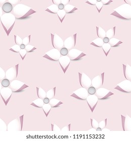 Flowers. Seamless background. Scattered flowers. Seamless background of abstract paper flowers. Vector graphics