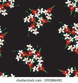 flowers seamless design vector pattern and black ground