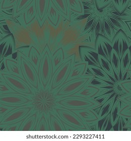 Flowers. Seamless floral background. Dark. Tracery handmade nature ethnic fabric backdrop pattern. Textile design texture. Decorative color art. Vector