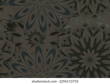 Flowers. Seamless floral background. Dark. Tracery handmade nature ethnic fabric backdrop pattern. Textile design texture. Decorative color art. Vector