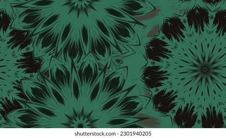 Flowers. Seamless floral background. Dark. Tracery handmade nature ethnic fabric backdrop pattern. Textile design texture. Decorative color art. Vector