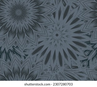 Flowers. Seamless floral background. Dark. Tracery handmade nature ethnic fabric backdrop pattern. Textile design texture. Decorative color art. Vector