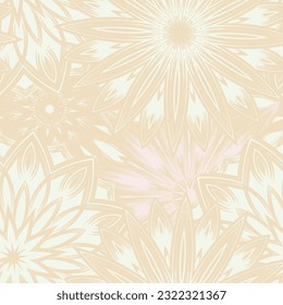 Flowers. Seamless floral background. Pastel. Tracery handmade nature ethnic fabric backdrop pattern. Textile design texture. Decorative color art. Vector