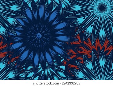 Flowers. Seamless floral background. Tracery handmade nature ethnic fabric backdrop pattern. Textile design texture. Decorative color art. Vector