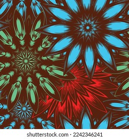 Flowers. Seamless floral background. Tracery handmade nature ethnic fabric backdrop pattern. Textile design texture. Decorative color art. Vector