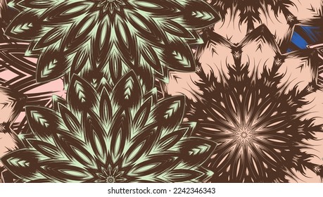 Flowers. Seamless floral background. Tracery handmade nature ethnic fabric backdrop pattern. Textile design texture. Decorative color art. Vector