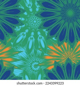 Flowers. Seamless floral background. Tracery handmade nature ethnic fabric backdrop pattern. Textile design texture. Decorative color art. Vector