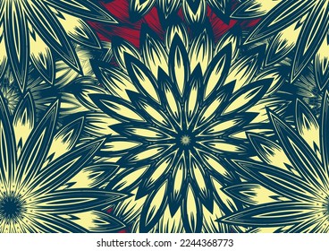 Flowers. Seamless floral background. Tracery handmade nature ethnic fabric backdrop pattern. Textile design texture. Decorative color art. Vector