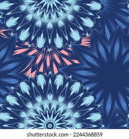 Flowers. Seamless floral background. Tracery handmade nature ethnic fabric backdrop pattern. Textile design texture. Decorative color art. Vector