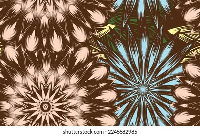 Flowers. Seamless floral background. Tracery handmade nature ethnic fabric backdrop pattern. Textile design texture. Decorative color art. Vector