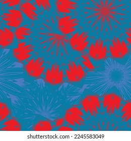 Flowers. Seamless floral background. Tracery handmade nature ethnic fabric backdrop pattern. Textile design texture. Decorative color art. Vector