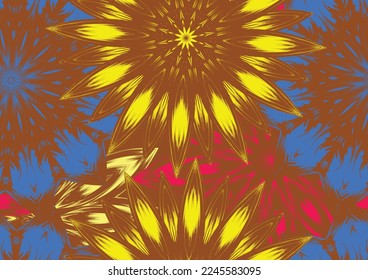 Flowers. Seamless floral background. Tracery handmade nature ethnic fabric backdrop pattern. Textile design texture. Decorative color art. Vector