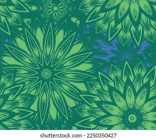 Flowers. Seamless floral background. Tracery handmade nature ethnic fabric backdrop pattern. Textile design texture. Decorative color art. Vector