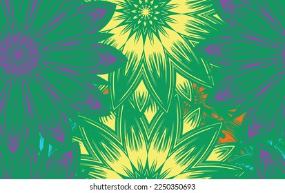 Flowers. Seamless floral background. Tracery handmade nature ethnic fabric backdrop pattern. Textile design texture. Decorative color art. Vector