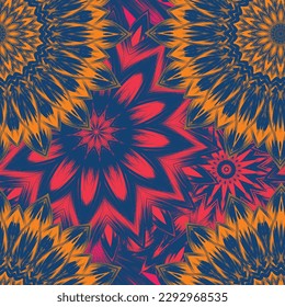 Flowers. Seamless floral background. Tracery handmade nature ethnic fabric backdrop pattern. Textile design texture. Decorative color art. Vector