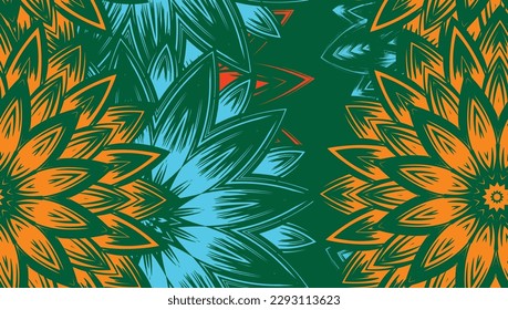 Flowers. Seamless floral background. Tracery handmade nature ethnic fabric backdrop pattern. Textile design texture. Decorative color art. Vector
