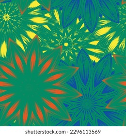 Flowers. Seamless floral background. Tracery handmade nature ethnic fabric backdrop pattern. Textile design texture. Decorative color art. Vector
