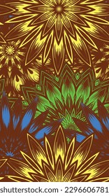 Flowers. Seamless floral background. Tracery handmade nature ethnic fabric backdrop pattern. Textile design texture. Decorative color art. Vector