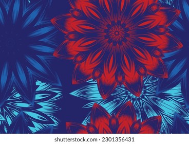 Flowers. Seamless floral background. Tracery handmade nature ethnic fabric backdrop pattern. Textile design texture. Decorative color art. Vector