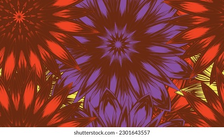Flowers. Seamless floral background. Tracery handmade nature ethnic fabric backdrop pattern. Textile design texture. Decorative color art. Vector