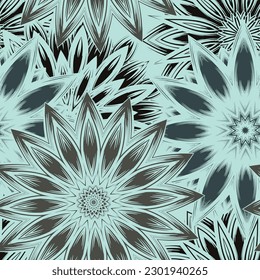 Flowers. Seamless floral background. Tracery handmade nature ethnic fabric backdrop pattern. Textile design texture. Decorative color art. Vector