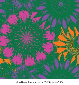 Flowers. Seamless floral background. Tracery handmade nature ethnic fabric backdrop pattern. Textile design texture. Decorative color art. Vector
