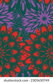 Flowers. Seamless floral background. Tracery handmade nature ethnic fabric backdrop pattern. Textile design texture. Decorative color art. Vector