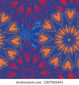 Flowers. Seamless floral background. Tracery handmade nature ethnic fabric backdrop pattern. Textile design texture. Decorative color art. Vector