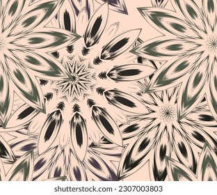 Flowers. Seamless floral background. Tracery handmade nature ethnic fabric backdrop pattern. Textile design texture. Decorative color art. Vector